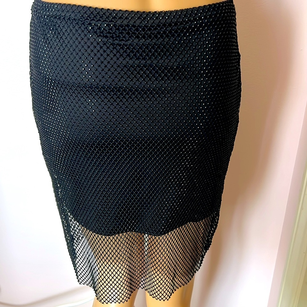 New Windsor Party Mood Rhinestone Sheer Fishnet Mini Skirt - Picture 7 of 8